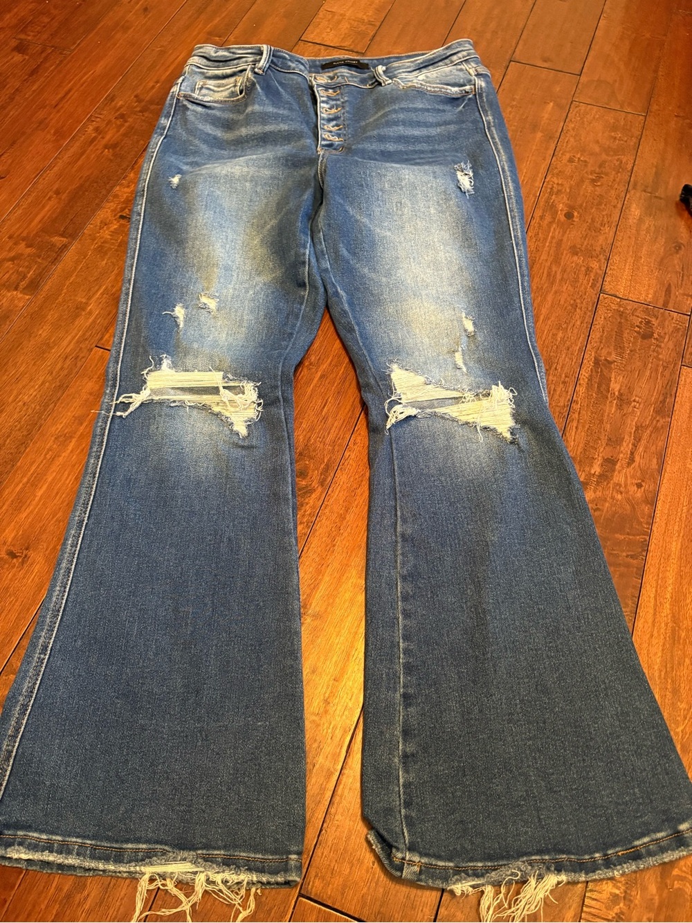 Flying Monkey Distressed Blue Flare Jeans